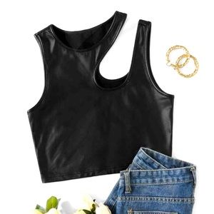 SHEIN Black Cut Out Crop Top